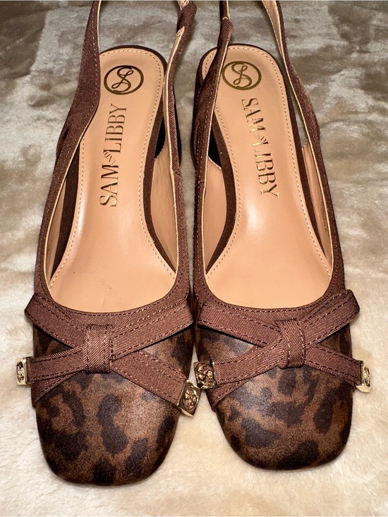 Sam & Libby Shoes - Sam & Libby Brown Leopard Print Slingback Flats with Bow Accent